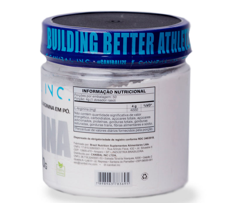 Arginina Em Pó Aminoacido Essencial Pote 200g - Canibal Inc