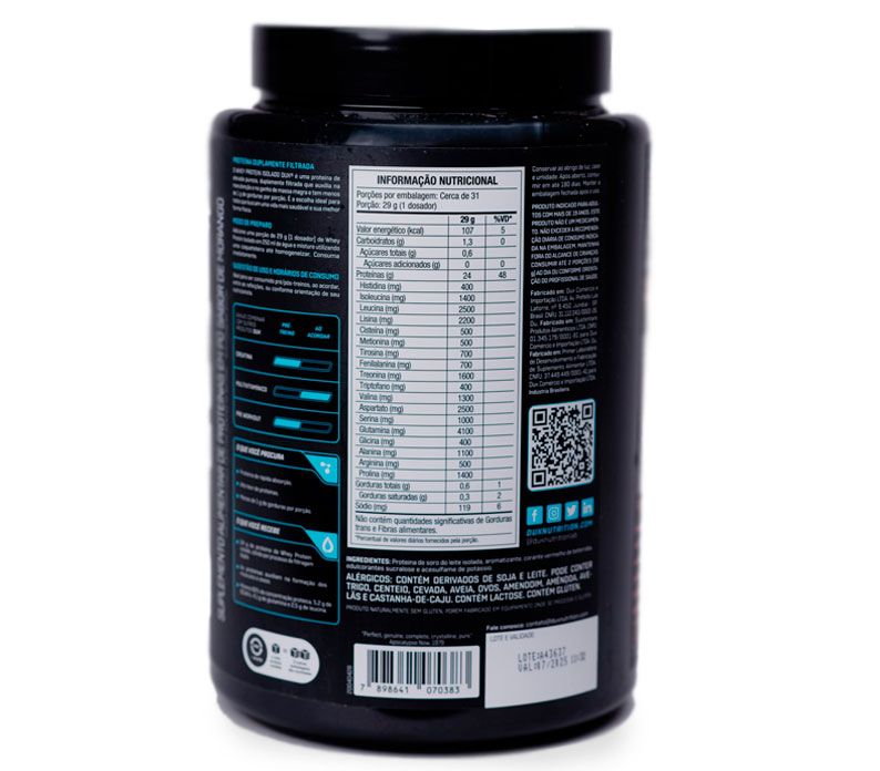 Whey Protein Isolado Dux Nutrition - Pote 900g